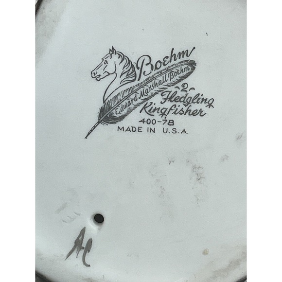 Vintage Boehm Porcelain Fledgling Kingfisher Bird #400-78 Made In USA - Picture 7 of 10